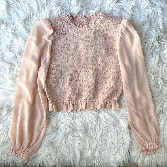 Aritzia Tops - Aritzia Wilfred Lilith ruffles ruched blouse top shirt pink Coquette Whimsy